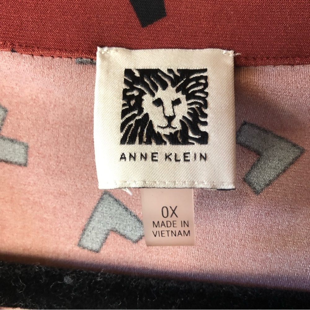 Anne Klein V neck shirt dress stretchy tie front geometric pattern dress OX or M - Picture 2 of 9